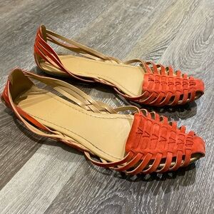 Huarache-style sandals - red suede